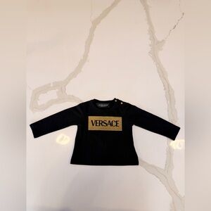 Authentic Versace Baby Long Sleeve Logo Top 6-9M Black Gold